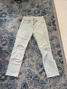 rag & bone Maya High Rise Ankle Slim Light Wash Straight Leg Ripped Jeans